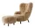 Kreslo Petra VB3 a pouf ATD1, walnut/sheepskin Honey