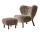 Kreslo Little Petra VB1 a pouf ATD1, walnut/sheepskin Sahara