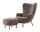 Kreslo Petra VB3 a pouf ATD1, oak/sheepskin Sahara