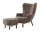 Kreslo Petra VB3 a pouf ATD1, walnut/sheepskin Sahara
